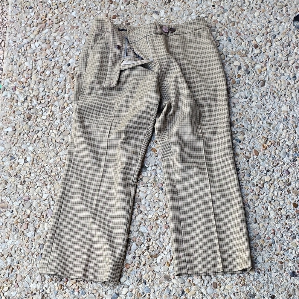 Talbots~Woman 31-32 Multicolor Plaid Print Signature Boot Trouser Pants Stretch